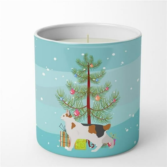Korean Bobtail Cat Merry Christmas 10 oz Decorative Soy Candle 3.25 in x 3.75 in