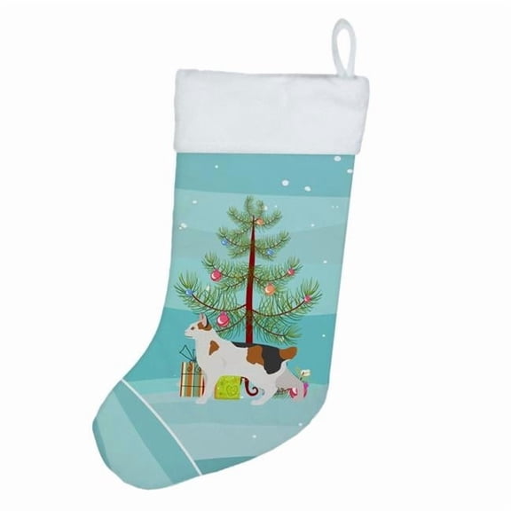 Korean Bobtail Cat Merry Christmas Christmas Stocking 13.5 in x 18 in