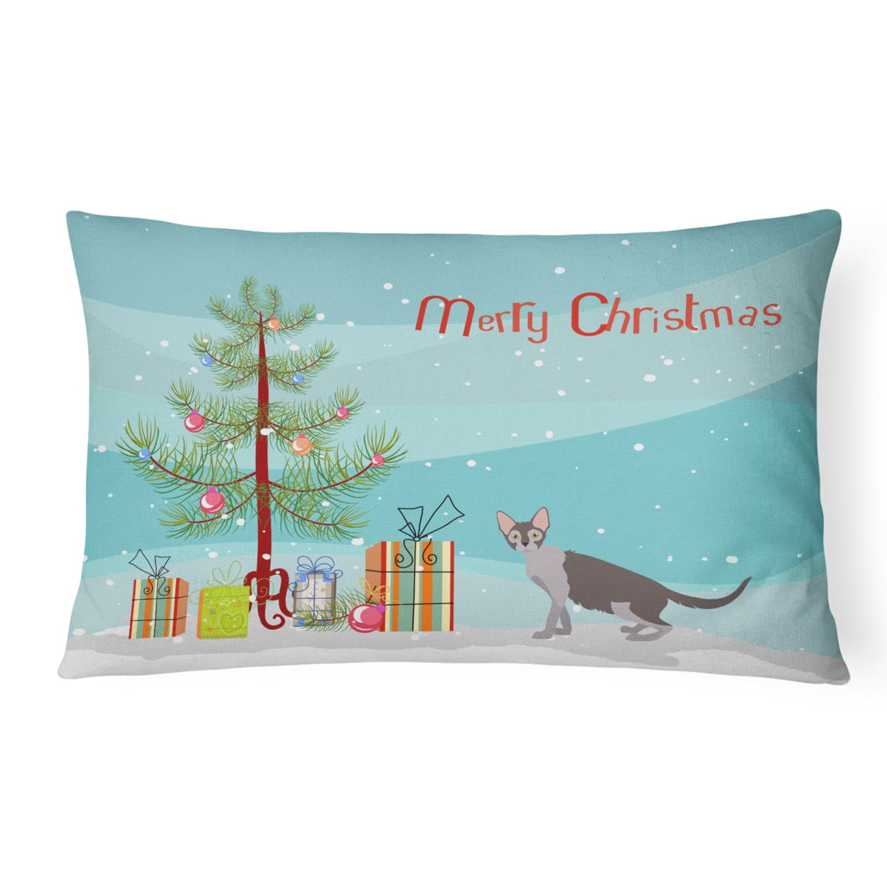 Carolines Treasures CK4646PW1216 Lykoi 2 Cat Merry Christmas Canvas Fabric Decorative Pillow, 12H x16W, multicolor