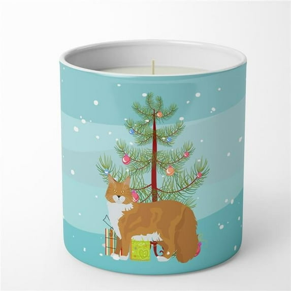 Carolines Treasures CK4648CDL 3.75 x 3.25 in. Unisex Maine Coon No.1 Cat Merry Christmas 10 oz Decorative Soy Candle