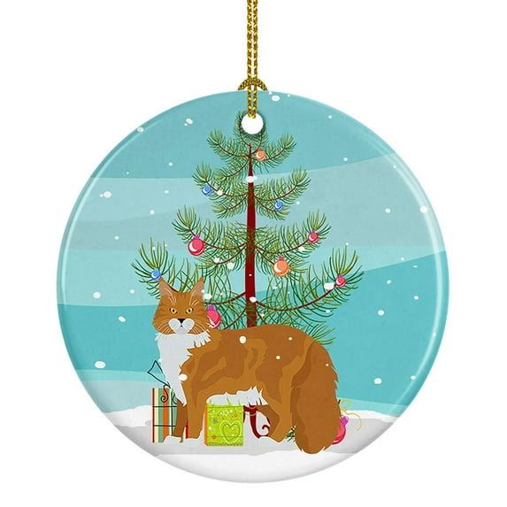 Maine Coon #1 Cat Merry Christmas Ceramic Ornament 2.8 in x 2.8 in