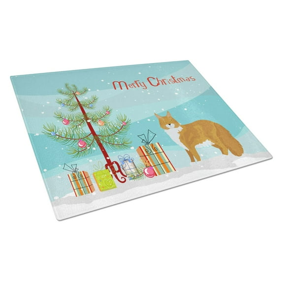 Carolines Treasures CK4648LCB Maine Coon 1 Cat Merry Christmas Glass Cutting Board Large, 12H x 16W, multicolor