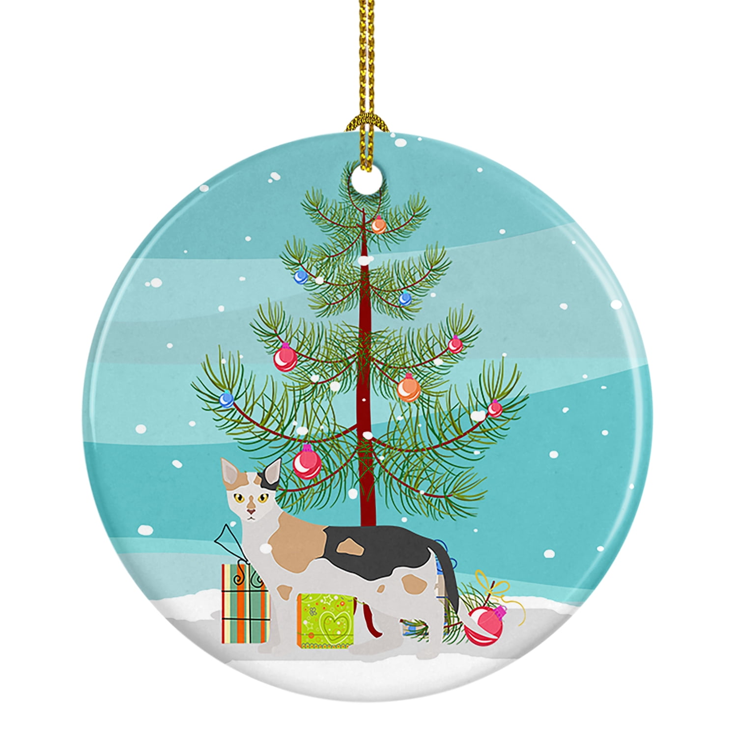 Malayan #1 Cat Merry Christmas Ceramic Ornament 2.8 in x 2.8 in
