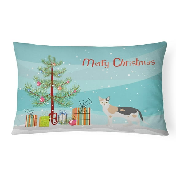 Carolines Treasures CK4650PW1216 Malayan 1 Cat Merry Christmas Canvas Fabric Decorative Pillow, 12H x16W, multicolor