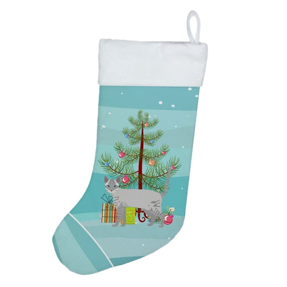 Ojos Azules Cat Merry Christmas Christmas Stocking 13.5 in x 18 in