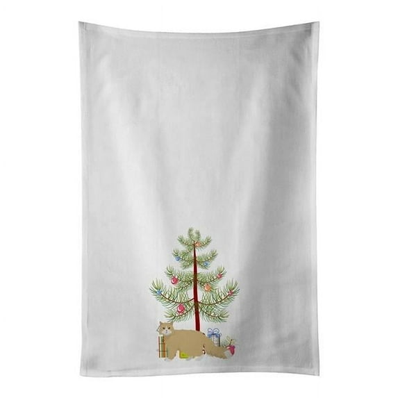 Carolines Treasures CK4668WTKT 28 x 19 in. Unisex Oregon Rex Cat Merry Christmas White Dish Towels Kitchen Towel - Set of 2