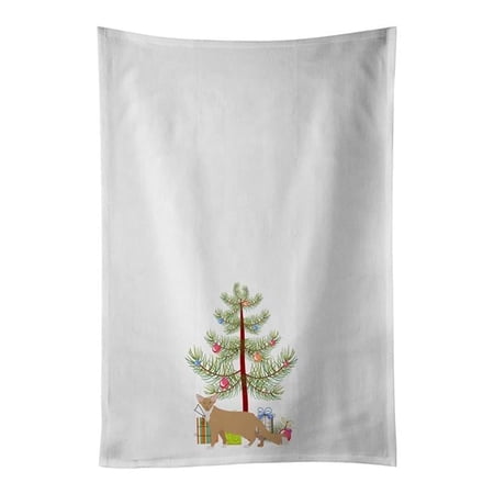 Carolines Treasures CK4672WTKT 28 x 19 in. Unisex Oriental Longhair No.2 Cat Merry Christmas White Dish Towels Kitchen Towel - Set of 2