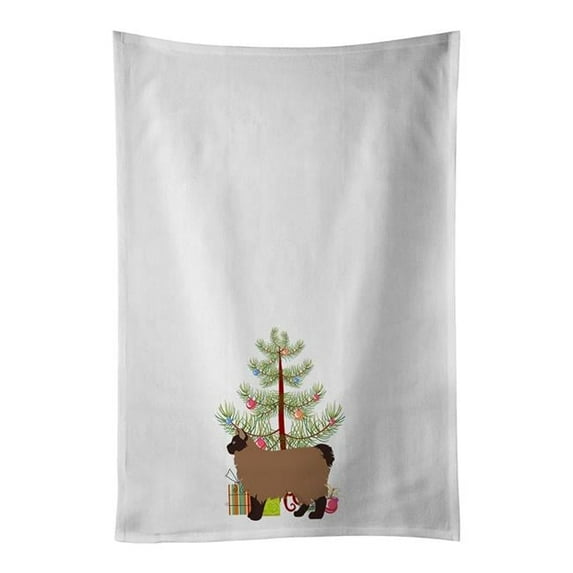 Carolines Treasures CK4676WTKT 28 x 19 in. Unisex Owyhee Bob No.2 Cat Merry Christmas White Dish Towels Kitchen Towel - Set of 2