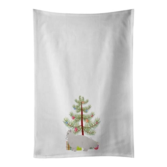 Carolines Treasures CK4681WTKT 28 x 19 in. Unisex White Persian Style Traditional Cat Merry Christmas White Dish Towels Kitchen Towel - Set of 2