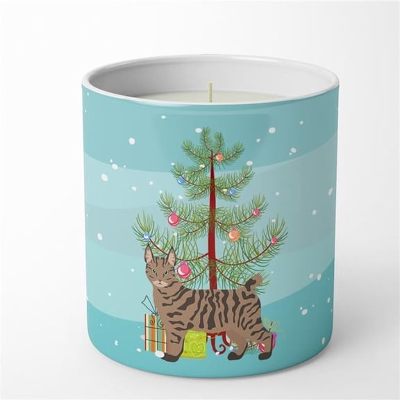 Carolines Treasures CK4684CDL 3.75 x 3.25 in. Unisex Pixie Bob No.1 Cat Merry Christmas 10 oz Decorative Soy Candle