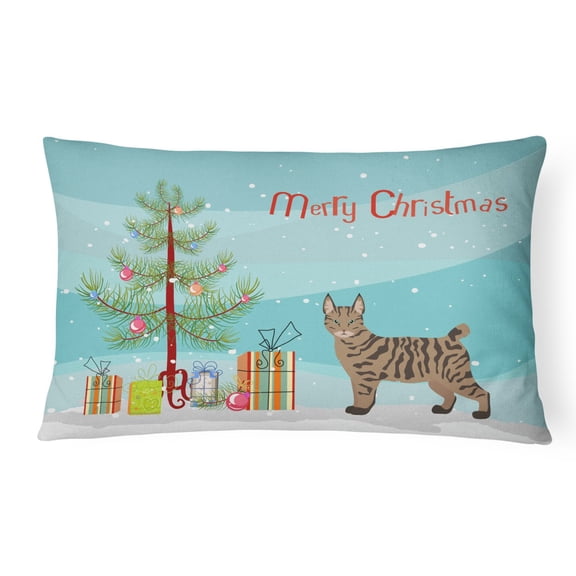 Carolines Treasures CK4684PW1216 Pixie Bob 1 Cat Merry Christmas Canvas Fabric Decorative Pillow, 12H x16W, multicolor