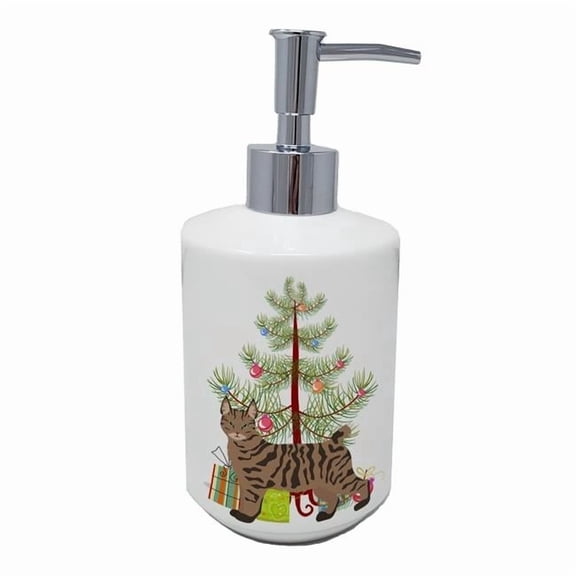 Carolines Treasures CK4684SOAP 7 x 3.5 in. Unisex Pixie Bob No.1 Cat Merry Christmas Ceramic Soap Dispenser