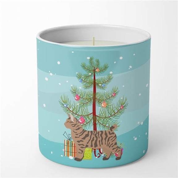 Carolines Treasures CK4685CDL 3.75 x 3.25 in. Unisex Pixie Bob No.2 Cat Merry Christmas 10 oz Decorative Soy Candle