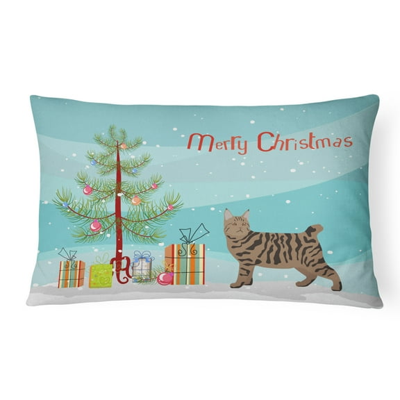 Carolines Treasures CK4686PW1216 Pixie Bob 3 Cat Merry Christmas Canvas Fabric Decorative Pillow, 12H x16W, multicolor