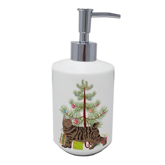 Carolines Treasures CK4686SOAP 7 x 3.5 in. Unisex Pixie Bob No.3 Cat Merry Christmas Ceramic Soap Dispenser