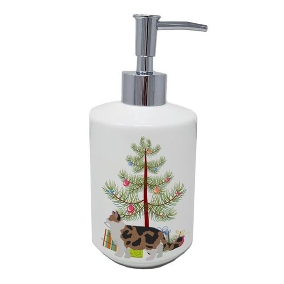 Carolines Treasures CK4691SOAP 7 x 3.5 in. Unisex Ragamuffin No.2 Cat Merry Christmas Ceramic Soap Dispenser