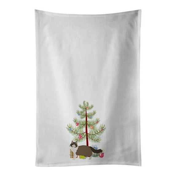 Carolines Treasures CK4692WTKT 28 x 19 in. Unisex Ragdoll No.1 Cat Merry Christmas White Dish Towels Kitchen Towel - Set of 2