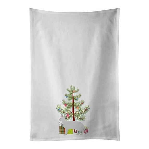 Carolines Treasures CK4698WTKT 28 x 19 in. Unisex Russian White Black No.2 Cat Merry Christmas White Dish Towels Kitchen Towel - Set of 2