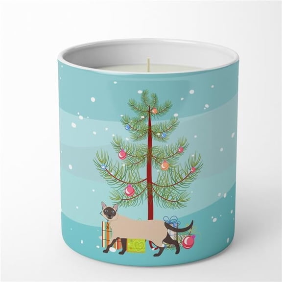 Siamese Traditional #2 Cat Merry Christmas 10 oz Decorative Soy Candle 3.25 in x 3.75 in