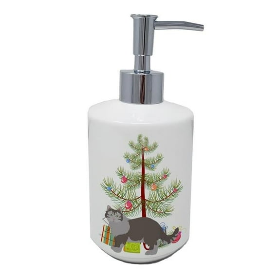 Carolines Treasures CK4714SOAP 7 x 3.5 in. Unisex Siberian Forest No.1 Cat Merry Christmas Ceramic Soap Dispenser