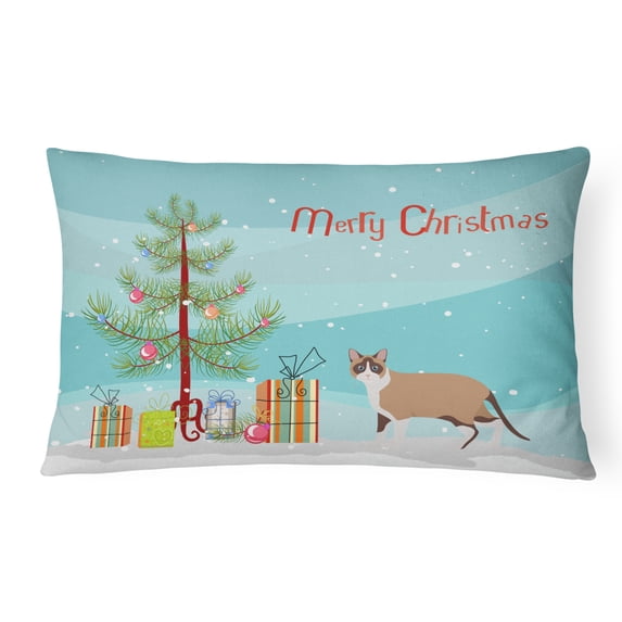 Carolines Treasures CK4719PW1216 Snowshoe Cat Merry Christmas Canvas Fabric Decorative Pillow, 12H x16W, multicolor