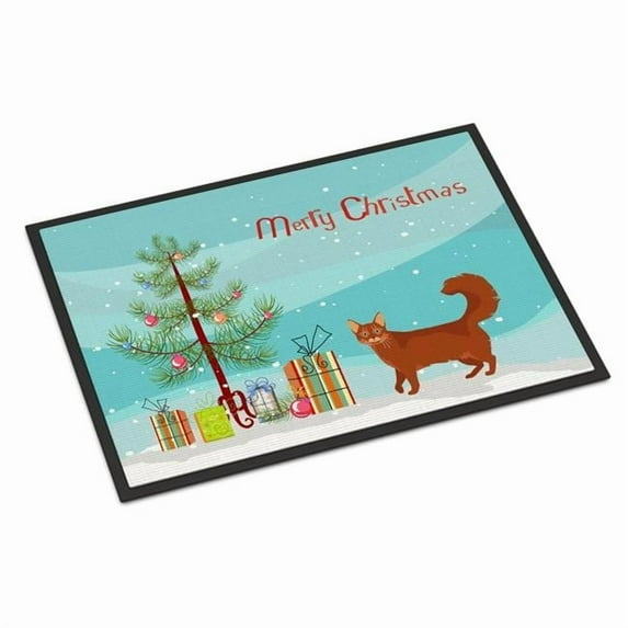 Carolines Treasures CK4722MAT 18 x 27 in. Somali Cat Merry Christmas Indoor or Outdoor Mat