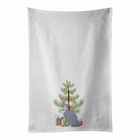 Carolines Treasures CK4743WTKT 28 x 19 in. Unisex American Polydactyl No.2 Cat Merry Christmas White Dish Towels Kitchen Towel - Set of 2
