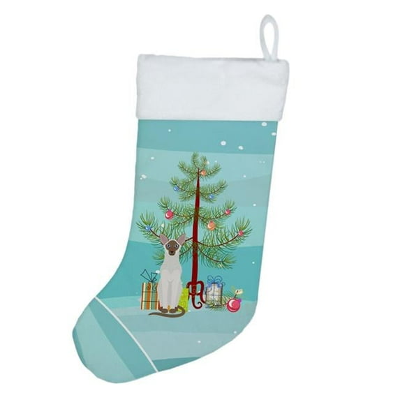 Colorpoint Shorthair Cat Merry Christmas Christmas Stocking 13.5 in x 18 in