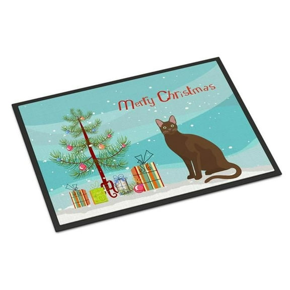Carolines Treasures CK4770MAT 18 x 27 in. Havana Brown Cat Merry Christmas Indoor or Outdoor Mat