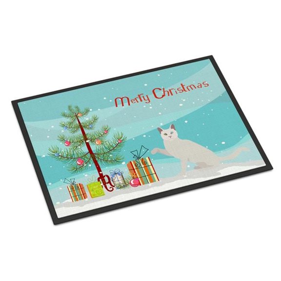 Khao Manee Cat Merry Christmas Door Mat