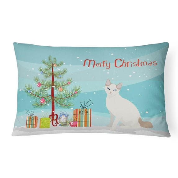 Carolines Treasures CK4774PW1216 Korean Bobtail Cat Merry Christmas Canvas Fabric Decorative Pillow, 12H x16W,