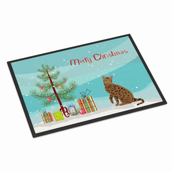 Carolines Treasures CK4780JMAT 24 x 36 in. Ocicat No.2 Cat Merry Christmas Indoor or Outdoor Mat