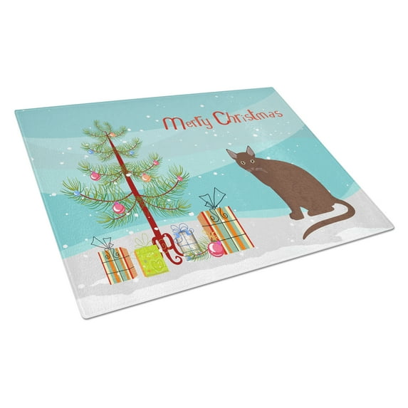 Carolines Treasures CK4786LCB Raas Cat Merry Christmas Glass Cutting Board Large, 12H x 16W, multicolor