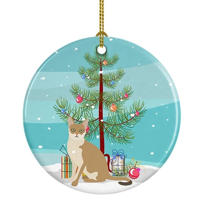 Singapura #1 Cat Merry Christmas Ceramic Ornament 2.8 in x 2.8 in