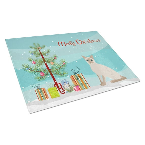 Carolines Treasures CK4805LCB Tonkinese Cat Merry Christmas Glass Cutting Board Large, 12H x 16W, multicolor