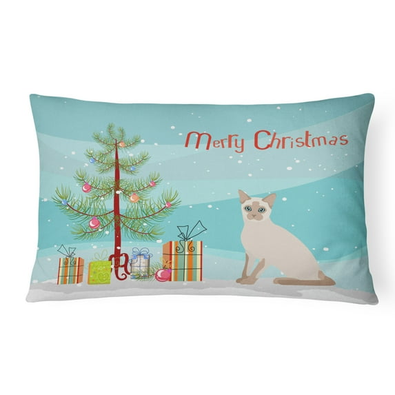 Carolines Treasures CK4805PW1216 Tonkinese Cat Merry Christmas Canvas Fabric Decorative Pillow, 12H x16W, multicolor