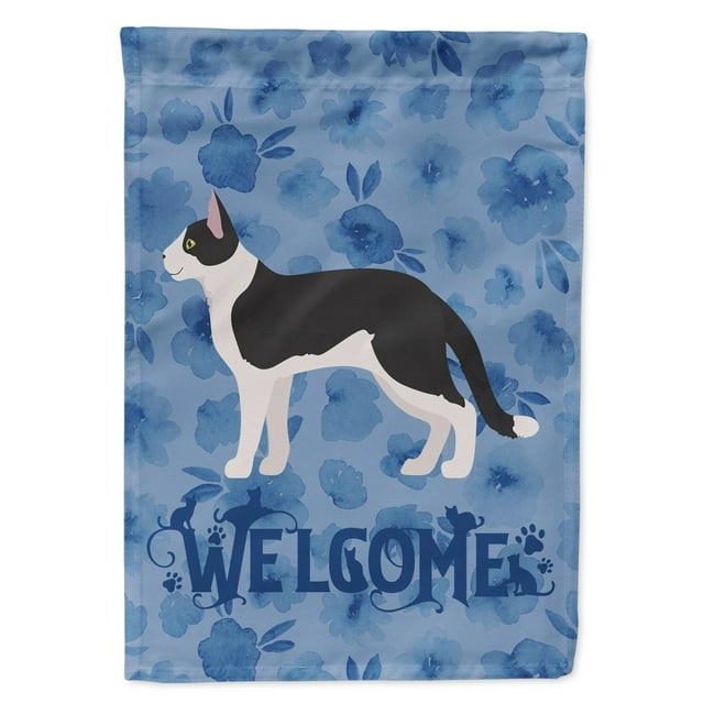 Carolines Treasures CK4815CHF Bicolour Aegean Cat Welcome Flag Canvas House Size Large multicolor