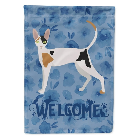 Carolines Treasures CK4864GF Cornish Rex Cat Welcome Flag Garden Size Small multicolor