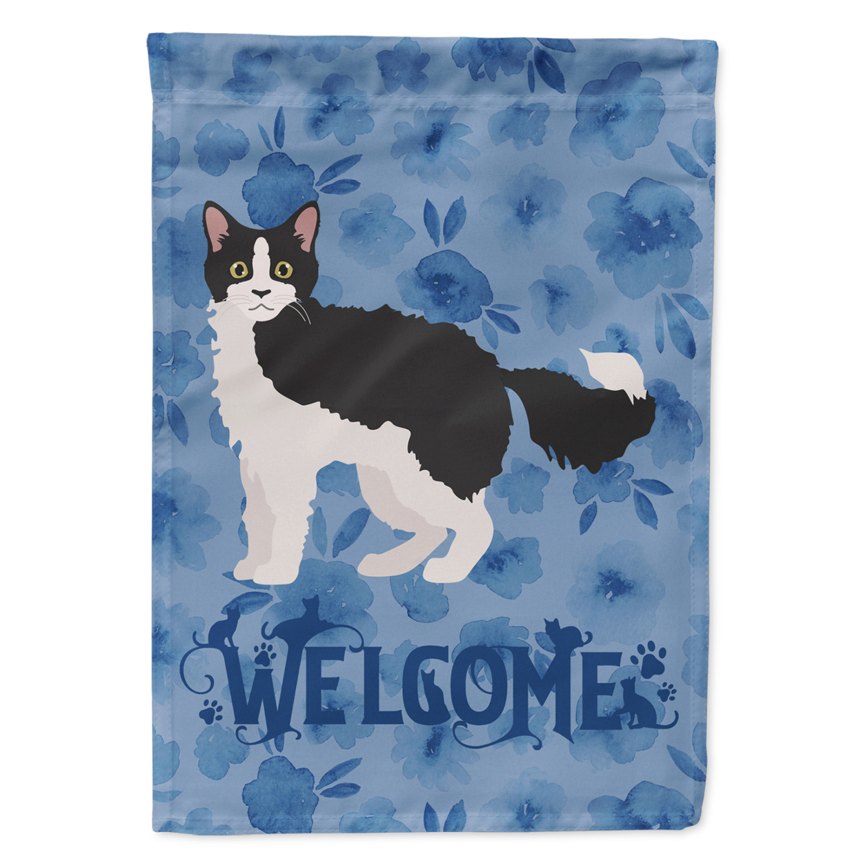 La Perm #1 Cat Welcome Flag Canvas House Size