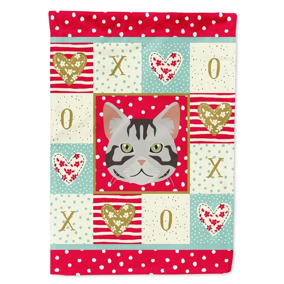 Carolines Treasures CK5082CHF American Shorthair Cat Love Flag Canvas House Size Large multicolor