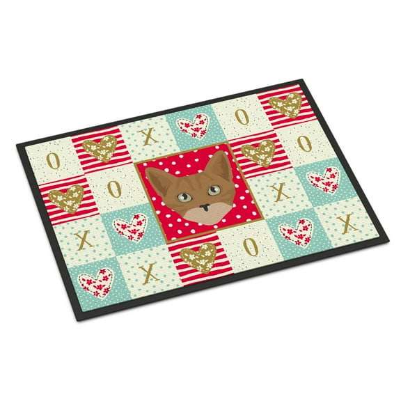Carolines Treasures CK5086MAT Australian Mist Cat Love Door Mat Indoor Rug or Outdoor Welcome Mat 18x27 Doormat 27"L x
