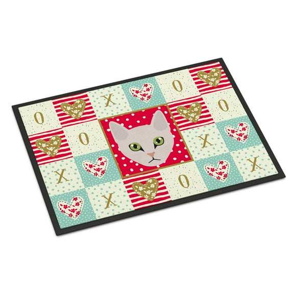 Carolines Treasures CK5097MAT Burmilla Cat Love Door Mat Indoor Rug or Outdoor Welcome Mat 18x27 Doormat 27"L x 18"W