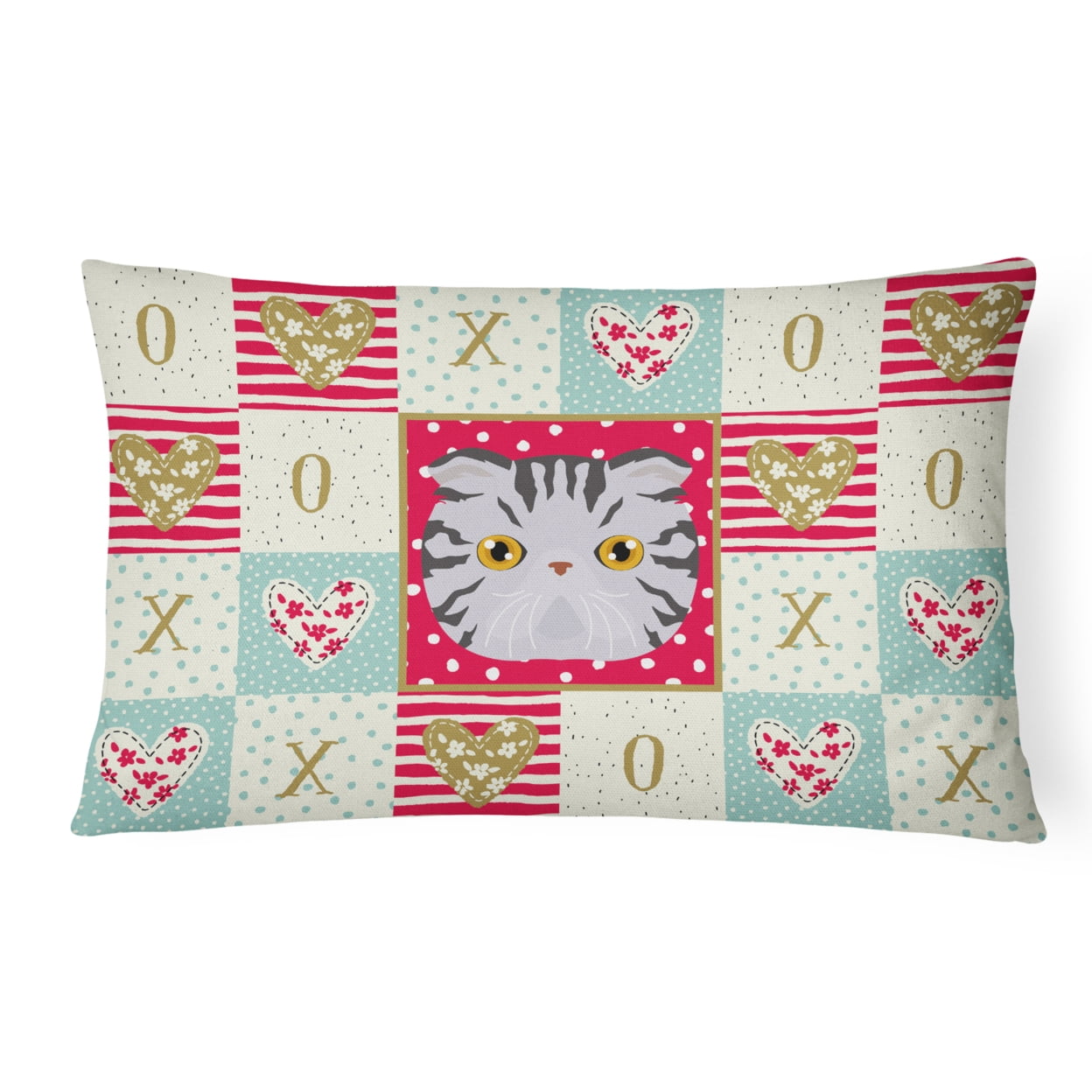 Carolines Treasures CK5118PW1216 Foldex Exotic Fold Cat Love Canvas Fabric Decorative Pillow, Red, 12H x16W, multicolor