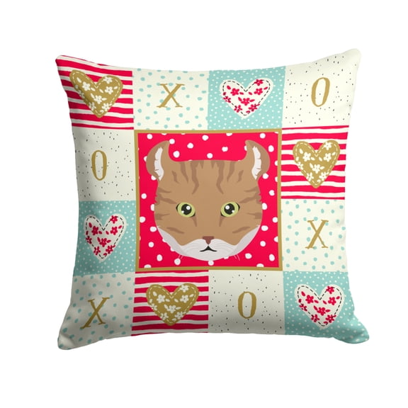 Carolines Treasures CK5121PW1414 Highlander Lynx Cat Love Fabric Decorative Pillow  14Hx14W multicolor