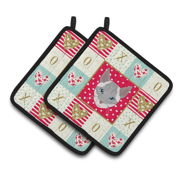 Carolines Treasures CK5139PTHD Ojos Azules Cat Love Pair of Pot Holders, 7.5HX7.5W, multicolor