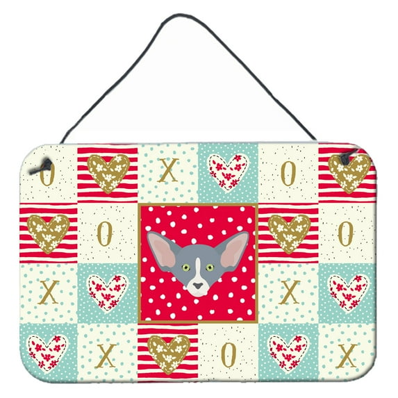 Carolines Treasures CK5148DS812 Peterbald Cat Love Wall or Door Hanging Prints 8x12 multicolor