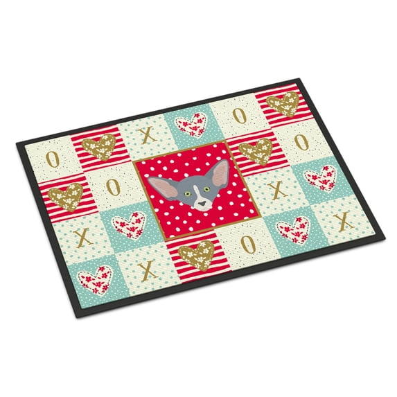 Carolines Treasures CK5148MAT Peterbald Cat Love Door Mat Indoor Rug or Outdoor Welcome Mat 18x27 Doormat 27"L x 18"W