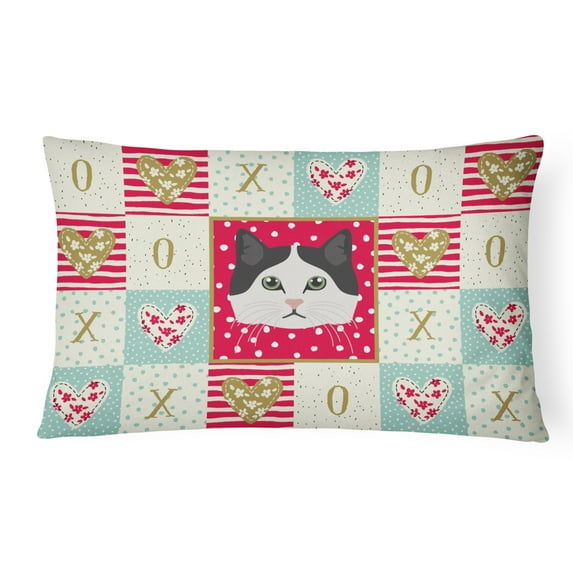 Carolines Treasures CK5152PW1216 Ragamuffin Cat Love Canvas Fabric Decorative Pillow, Red, 12H x16W, multicolor