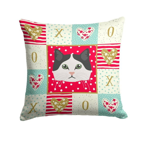 Carolines Treasures CK5152PW1414 Ragamuffin Cat Love Fabric Decorative Pillow  14Hx14W multicolor