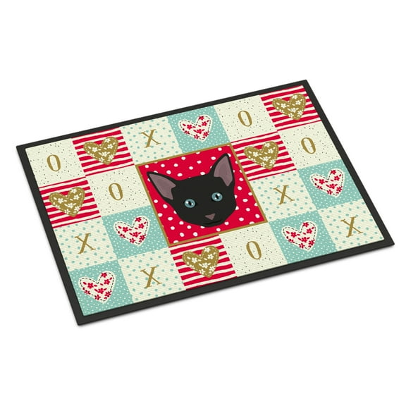 Carolines Treasures CK5155MAT Russian White Black Cat Love Door Mat Indoor Rug or Outdoor Welcome Mat 18x27 Doormat 27"L